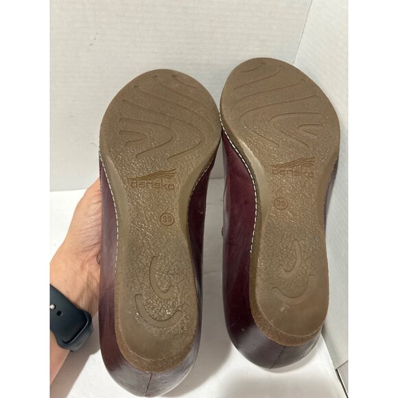 Dansko Loralie Burnished Red Wine Wedge Heel Mary Jane Shoes 6900221200 Sz 39 - Picture 5 of 6